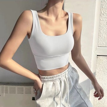 台灣出貨 帶胸墊瑜伽服背心女新款美背透氣扭結設計感辣妹運動健身上衣