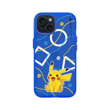 iPhone 15 Clear 激光藍 - 寶可夢 Pokemon - 幾何系列-皮卡丘