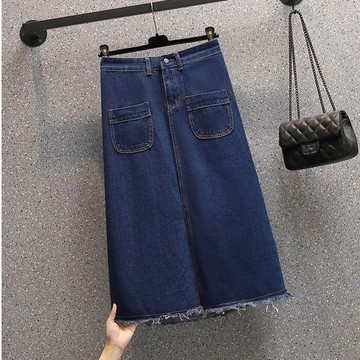 品牌折扣店商場專柜撤柜女裝尾貨清倉秋季高腰炸街A字牛仔半身裙