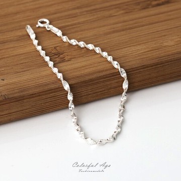 925純銀腳鍊 旋轉感水波鍊 優雅性感 抗過敏材質 雜誌女孩們最愛搭配 柒彩年代【NPS9】踝部魅力