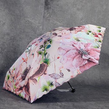 百盛洋傘 夏季不透光數碼印花朵180克輕便攜五折黑膠防曬遮陽傘女