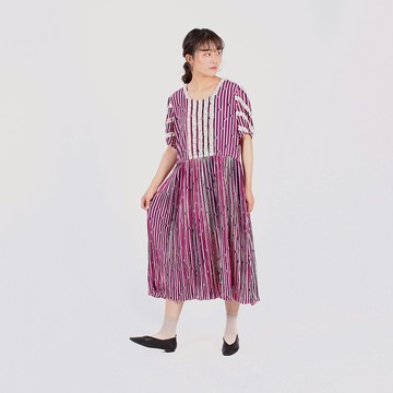 【蛋植物古着】紫玉幸運草短袖印花古著洋裝