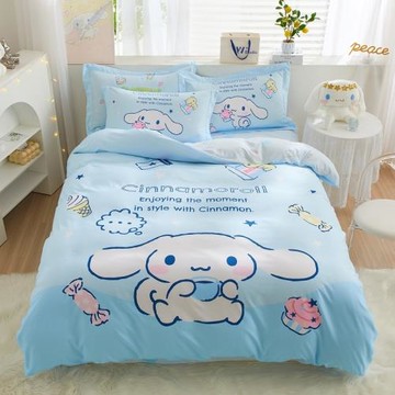 玉桂狗兒童四件套純棉學生宿舍床卡通全棉床單被套女孩公主上下床