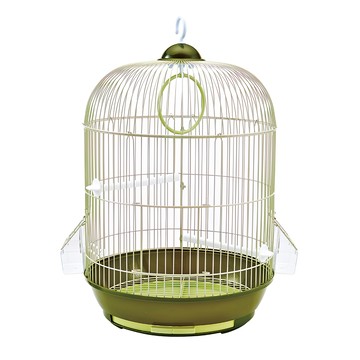 MARUKAN 圓型鳥籠 空間寬敞 設計精美 輕鬆組裝 附站架 抽屜式托盤  綠色  1個