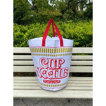 日系杯面造型收納袋寬底超大單肩托特包居家收納雜物袋防潮臟衣筐