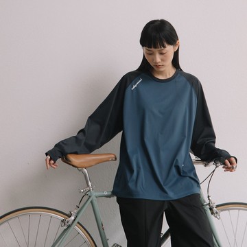 彈力速乾長袖TEE 戶外運動涼感 牛角插肩袖T恤