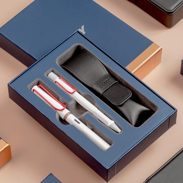 【LAMY】 鋼筆＋原子筆 /  SAFARI  經典雙入筆套禮盒 - 紅白限量 - 官方直營旗艦館