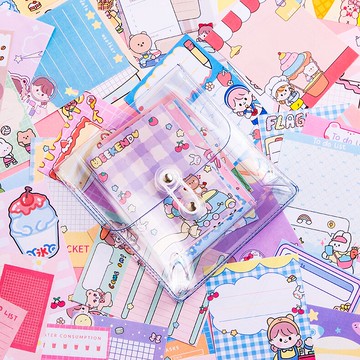 可愛卡通100張裝手賬便簽紙無粘性便利貼高顏值福袋手賬裝飾小圖案ins風便條紙圖案隨機拼貼素材文具小清新