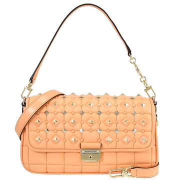 MICHAEL KORS Bradshaw 金屬LOGO鉚釘裝飾翻蓋兩用包.粉橘