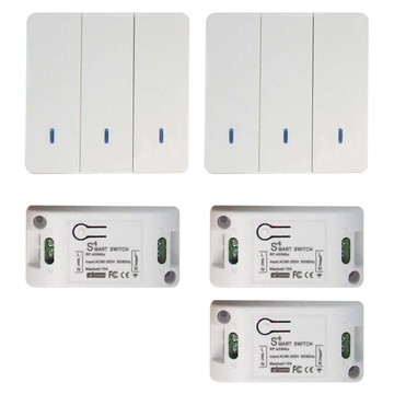 Neon 台灣霓虹 三開雙切隨意貼免佈線電源開關 無線遙控 安裝簡易  1組