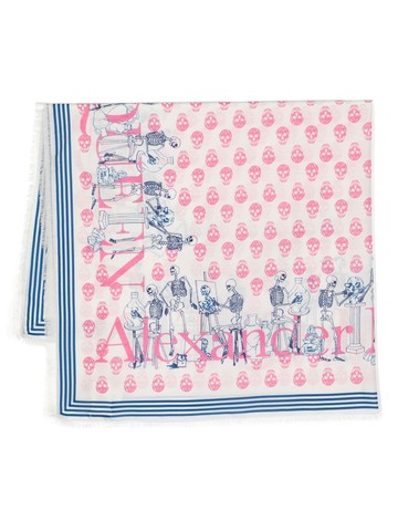 Alexander McQueen - skull-print scarf - men - Cotton/Silk - One Size - White