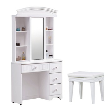 【LOVE樂芙】多瑪莎白色2.7尺鏡台(含椅)A25CG0277