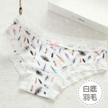 花漾冰絲內褲(白底羽毛 女M)