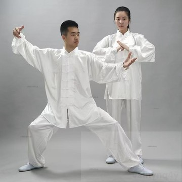 新款南韓絲太極服 太極服 功夫裝 術服練功 中老年晨練 氣功太極拳練功服 武術衣服 比賽長袖邊沿訓練服裝# c886t