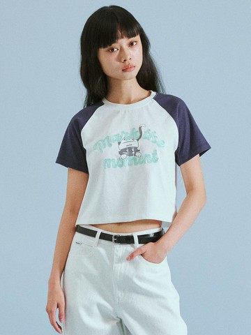 RAGLAN MARKO CROP T-SHIRTS [WHITE]