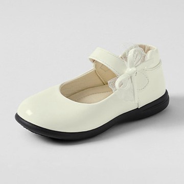 CHAAKAN SHOES 女童用 蕾莎 蝴蝶結 魔鬼氈 瑪麗珍 平底鞋  白色  160mm