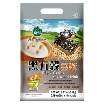 薌園 黑五穀豆漿 多穀多健康、營養好滋味 富含膳食纖維、去除糖份 內含多種穀物 口感豐富多層次  25g  10包  1袋
