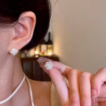 女士鋯石珠耳環,時尚簡約優雅高級耳環