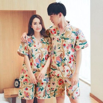 胸部雙層汗蒸服女款純棉情侶親子套裝桑拿服家居美容足療浴服