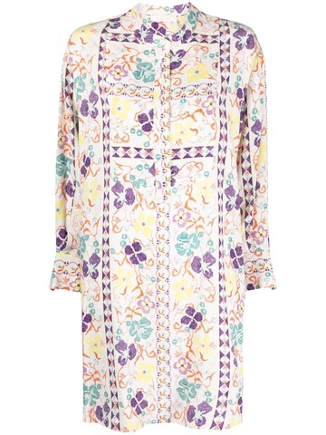 See by Chloé - abstract-print shirt dress - women - Viscose/Linen/Flax/Cotton - 36 - White