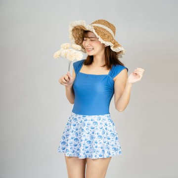 【廠商直送】YA680-大女連身泳裝裙裝-藍-多款任選