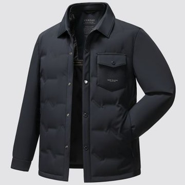 【米蘭精品】現貨+預購 頂級真羽絨外套90%鴨絨羽絨衣秋冬外套上衣大碼休閒男裝-翻領襯衣版輕奢3色74mt107