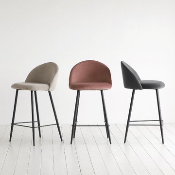 韓國 roomnhome 格尼天鵝絨吧椅(61cm) 2入 - 2入米色