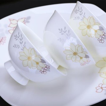 錦秋堂碗碟套裝家用景德鎮骨瓷碗吃飯套碗盤子中式餐具微波爐可用