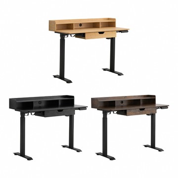 【IDEA1.2米三格抽屜電動升降桌/電腦桌(升降桌/書桌/工作桌/站立桌)髒木紋