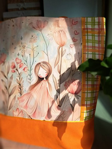 艾莉媞 花語女孩帆布托特包 大尺寸手提袋