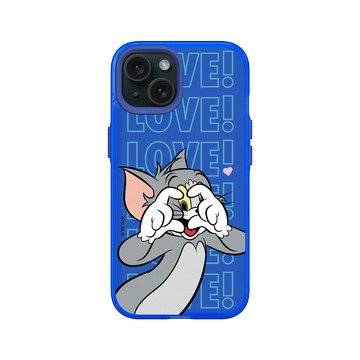iPhone 15 Clear 激光藍 - 湯姆貓與傑利鼠 Tom and Jerry - 湯姆貓愛心
