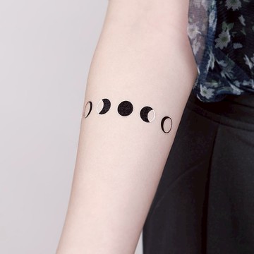 鑽石銀紋身貼紙 - 天文學 月相圖  星球 閃電 流星 月亮 銀色刺青