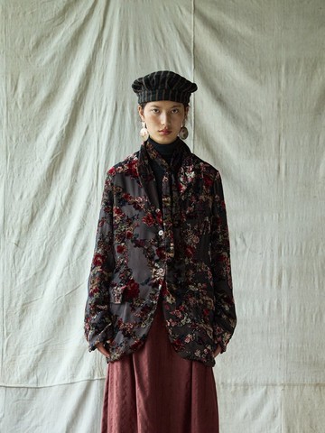 日系復古 / 提花休閒外套/ 絲絨