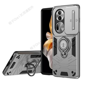 推窗護鏡 磁吸指環 手機殼 適用於 OPPO Reno7 8 9 10 11 Pro+保護殼 旋轉支架 加厚防摔 保護套