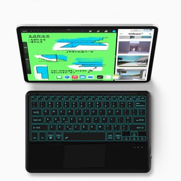 三星Galaxy Tab S7+藍牙鍵盤2021新款12.4英寸平板電腦TAB S7 FE外接無線觸控鍵盤帶背光s7plus輕薄充電通用