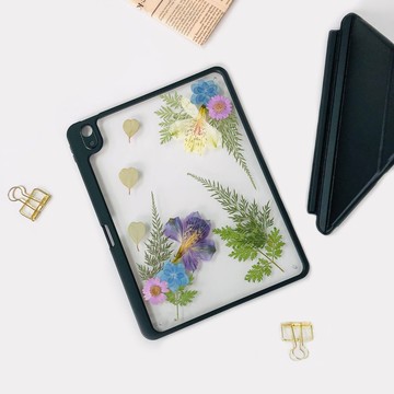 水仙百合綠葉手工押花iPad殼 iPad Air 11寸13寸iPad Pro11寸13寸