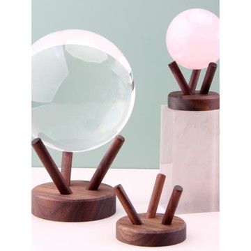 新品上市簡約現代胡桃木水晶球展示架晶體礦標原石底座球形展示架