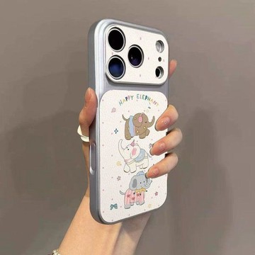 新款適用蘋果17PROMAX手機殼16/iPhone15PRO三隻小象14Plus皮紋13