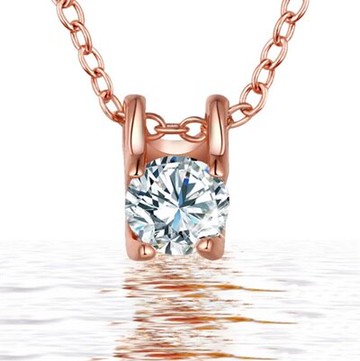 純銀項鍊 鍍18K金鑲鑽吊墜-時尚經典氣質百搭母親節生日情人節禮物女飾品3色73ce73【獨家進口】【米蘭精品】