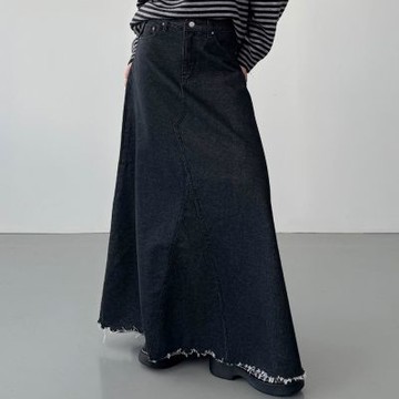 正韓長裙 喇叭牛仔長裙DOB0814-創翊韓都