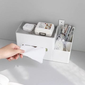 8325位回訪買家😊 桌面收納盒 抽紙巾盒 多功能筆筒 遙控器收納 辦公桌整理 客廳收納 附蓋防塵