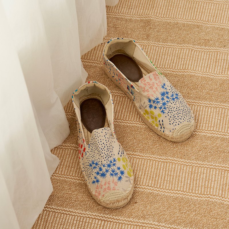 【預購】手作草編鞋-日本特殊印花款 夏日花火 Espadrilles