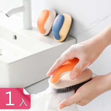 【荷生活】好握省力手把超細密刷毛清潔刷 HIPS耐衝擊材質洗衣刷-1入-顏色隨機