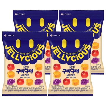 LOTTE 樂天 綜合水果QQ糖 Q彈有勁 酸甜美味  70g  4包