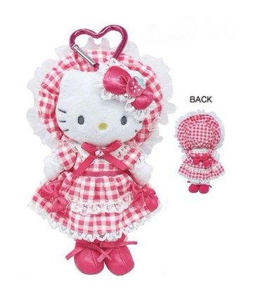 asdfkitty*KITTY 長腿蘿莉塔 紅色 造型絨毛玩偶 鑰匙圈 吊飾 掛飾-日本正版商品