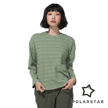 【PolarStar】女吸排休閒圓領貼袋衣『沙綠』P23910 戶外 露營 登山 健行 休閒 時尚 保暖 長袖 上衣