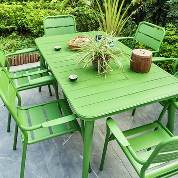 戶外鋁合金桌椅彩色庭院奶茶店咖啡室外花園桌椅防曬防曬餐椅批發[DD050209]