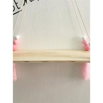 INS北歐風馬卡龍木珠流蘇置物架秋千懸掛壁掛兒童房軟裝墻飾墻壁