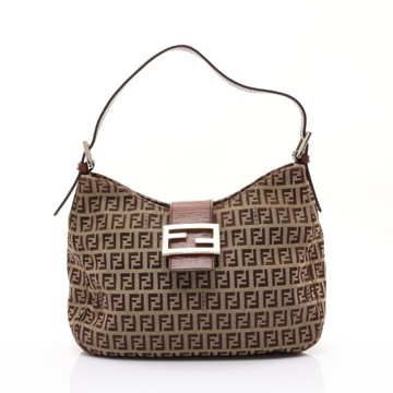 FENDI 芬迪 棕色 Zucchino 帆布 肩背包 8BR036 【二手名牌BRAND OFF】