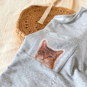 訂製寵物居家服 | 拼接網紗記憶柔棉毛圈上衣 | 雪花灰